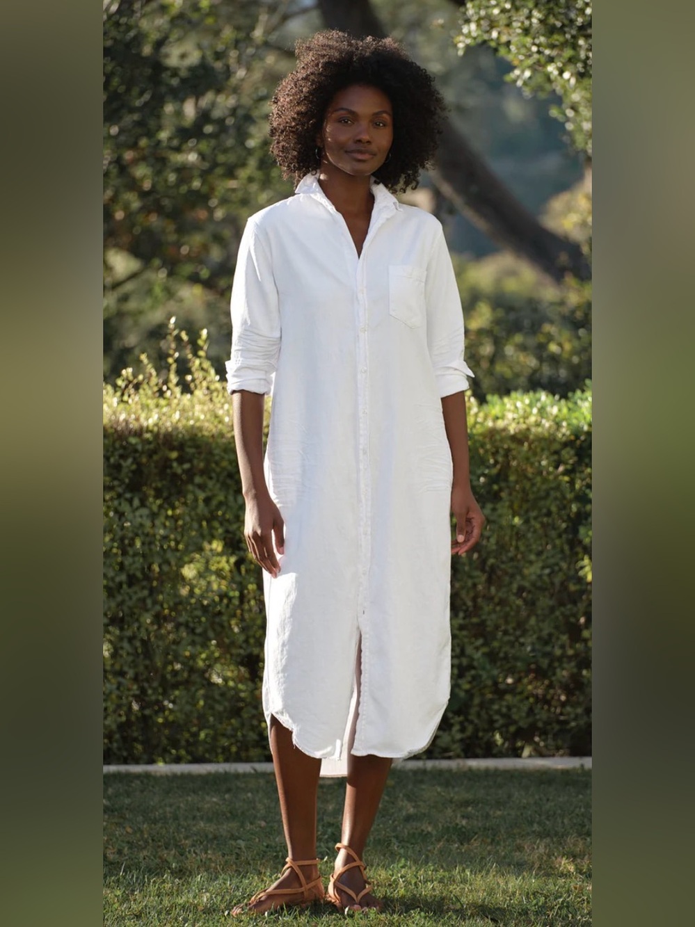Frank & Eileen Rory White Button-Front Linen Shirt Dress NWOT 1002/1003